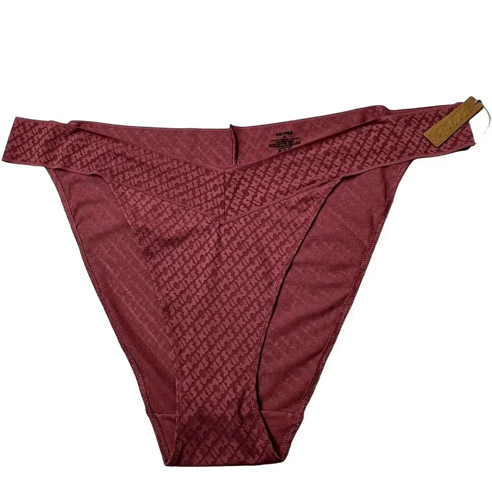 SKIMS Logo Mesh Cheeky Brief Lot of 2‎ Bone Berry 4X
